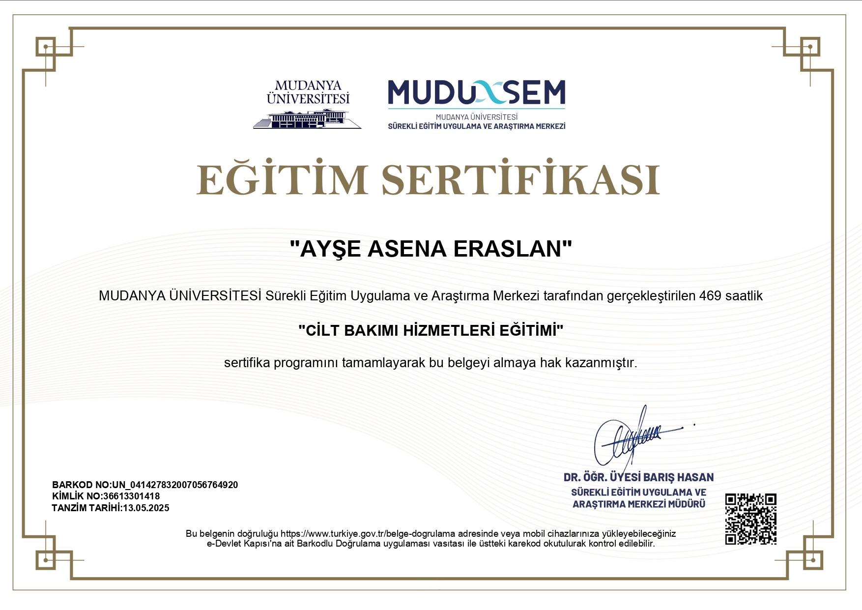 Eğitim Sertifikası