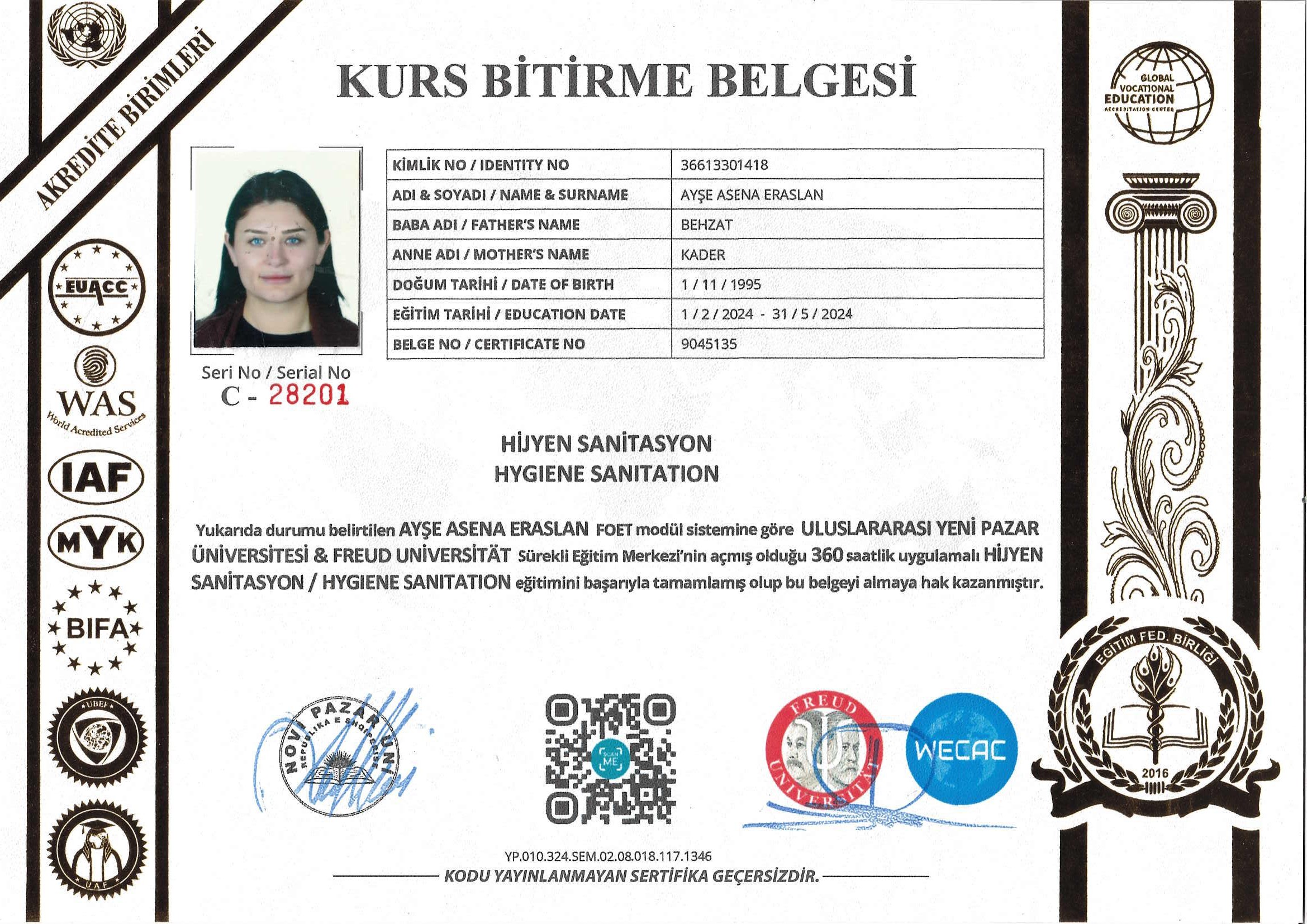 Kurs Bitirme Belgesi
