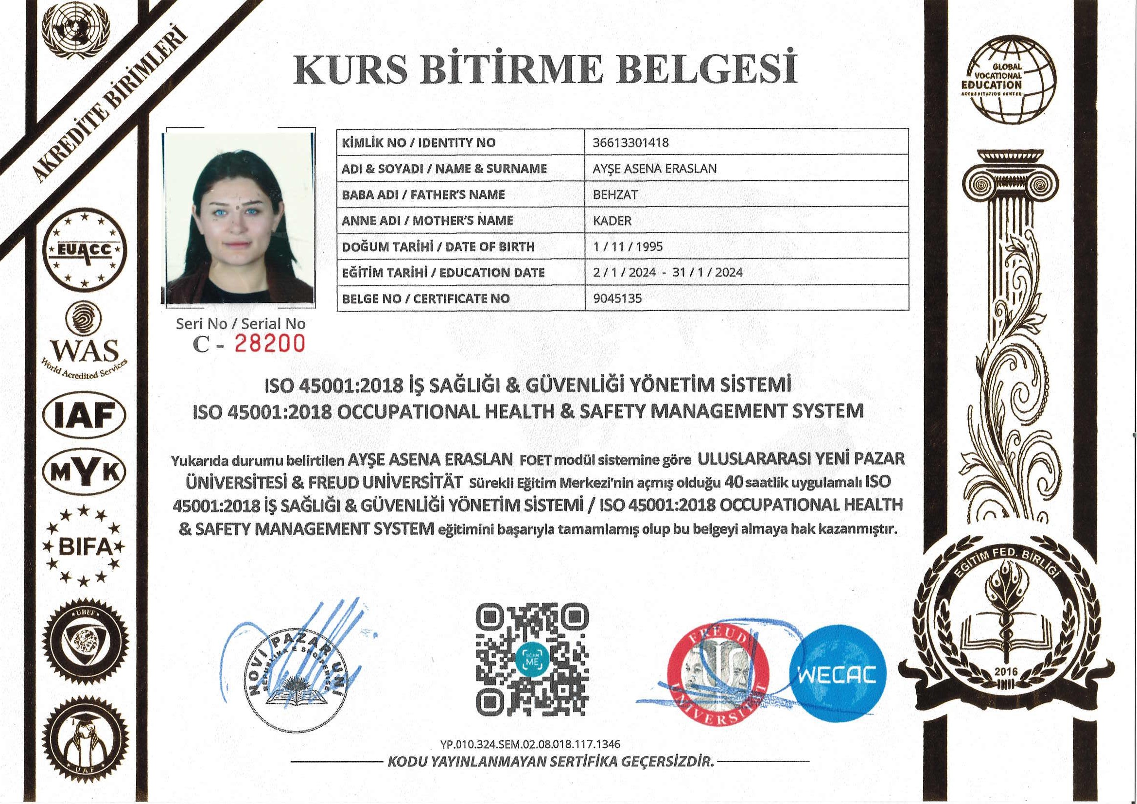 Kurs Bitirme Belgesi